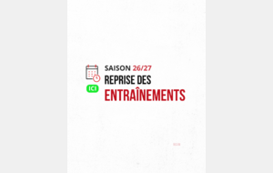 REPRISE DES ENTRAîNEMENTS SAISON 2026/2027